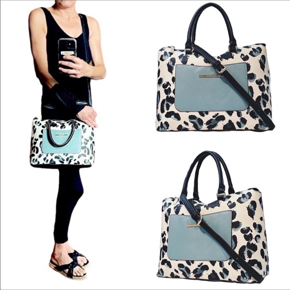 LIKE NEW! Anne Klein Vegan Exotic Print Convertible Satchel to Crossbody Bag